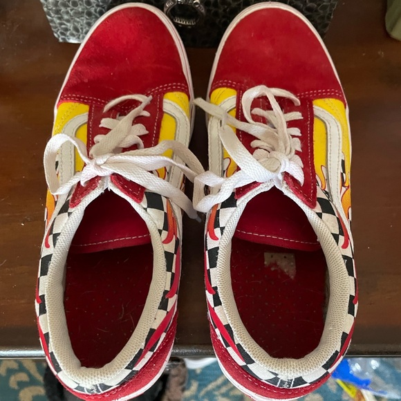 Vans Old Skool Red checkerboard flame Size 7 - Picture 5 of 8
